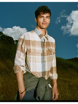 American Eagle - Men Brown Super Soft Hooded Flannel Shirt