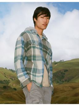 American Eagle - Men Green Checks Full Sleeves Casual Shirt