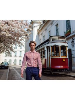 Simon Carter - Men Maroon Printed Casual Shirt