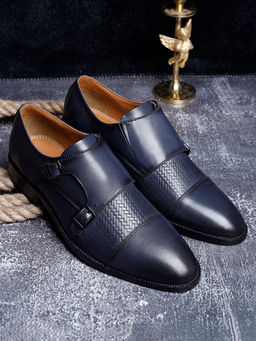 Louis Stitch - Textured Blue Monk Straps