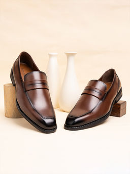 Louis Stitch - Men Tan Formal Slip-On Moccasin Shoes