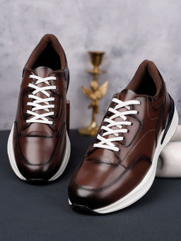 Louis Stitch - Men's Casual Russet Tan Lace-Up Sneakers