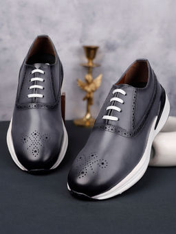 Louis Stitch - Men's Dutch Grey Leatherette Fashion Sneakers