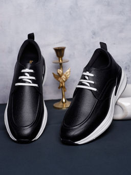 Louis Stitch - Men's Egyptian Black Leatherette Fashion Sneakers