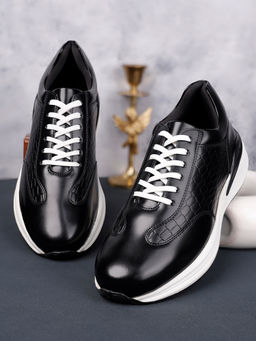 Louis Stitch - Men's Egyptian Black Leatherette Fashion Sneakers