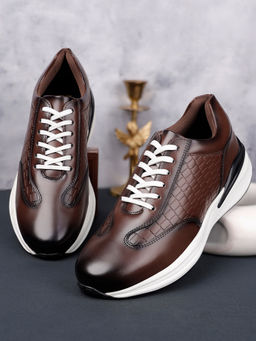 Louis Stitch - Men's American Tan Leatherette Fashion Sneakers