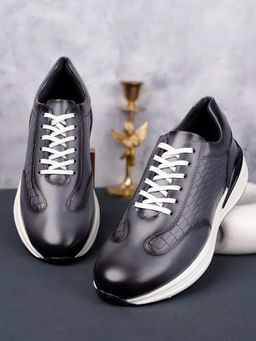 Louis Stitch - Men's Dutch Grey Leatherette Fashion Sneakers