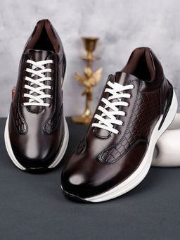 Louis Stitch - Men's Mexican Brown Leatherette Fashion Sneakers