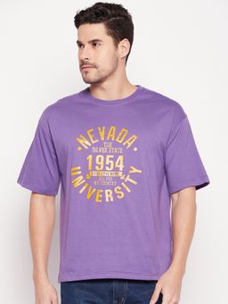 Club York - Men Purple Printed Round Neck T-shirt