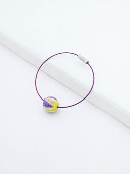 Rhea - Purple & Yellow Thread Ball Wire Bracelet