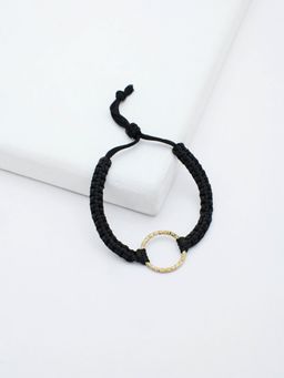 Rhea - Gold Mini Ring Black Thread Bracelet
