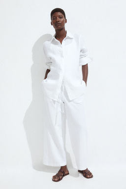 H&M - Women White MAMA Before & After Linen-Blend Trousers