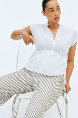 H&M - Women White MAMA Tie-Belt Muslin Blouse