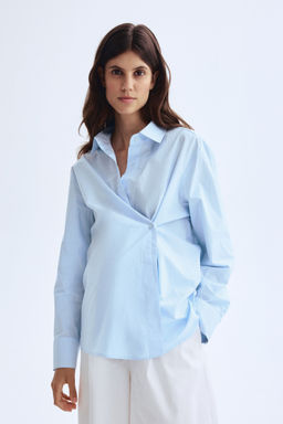 H&M - Women Blue MAMA Cotton Wrap Shirt
