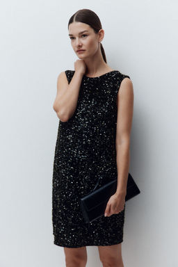 H&M - Women Green MAMA Bow-Detail Sequined Dress