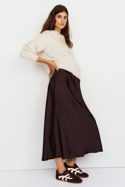 H&M - Women Brown MAMA Satin Slip Skirt