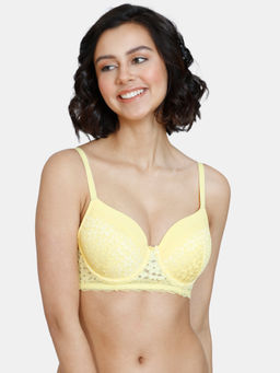Zivame - Serenade Spring Lush Padded Wired 3/4th Coverage Lace Bra - Sunshine