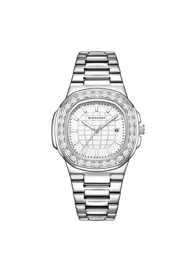 Men Crystal Bezel White Dial Round Analog Watch - GZ-50137 (M)