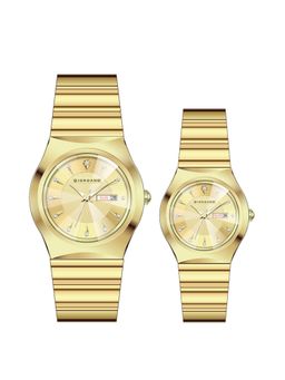 Giordano - Unisex Crystal Indices Gold Dial Round Analog Watches - GZ-990-SET (M)