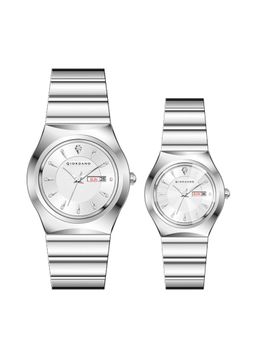 Giordano - Unisex Crystal Indices Silver Dial Round Analog Watches - GZ-990-SET (M)