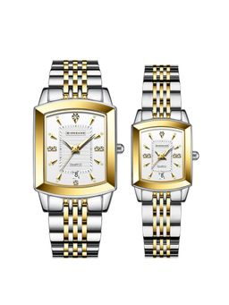 Giordano - Unisex Crystal Indices White Dial Square Analog Watches - GZ-991-SET (M)