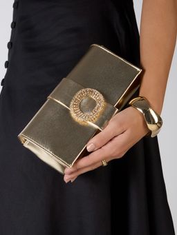 Inc.5 - Women Gold Clutch with Detachable Chain