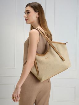 Inc.5 - Women Beige Textured Shoulder Bag