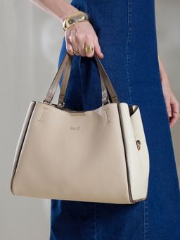 Inc.5 - Women Beige Shoulder Bag with Detachable Strap
