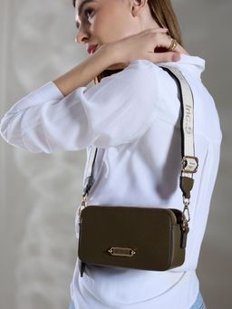 Inc.5 - Women Olive Zipper Sling Bag