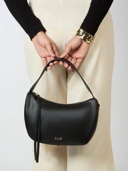 Inc.5 - Women Black Shoulder Bag with Detachable Strap