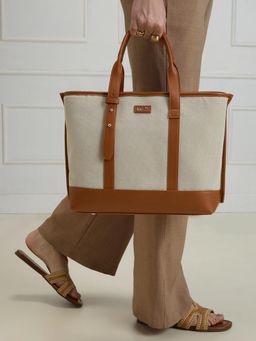 Inc.5 - Women Tan-Off White Handbag
