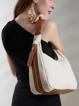 Inc.5 - Women Off White Shoulder Bag with Detachable Strap