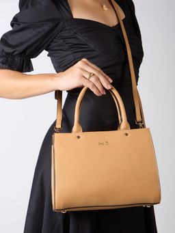 Inc.5 - Women Tan Shoulder Bag with Detachable Strap