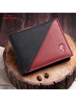 Red Tape - Men Black-Red Colorblock Genuine Leather Wallet