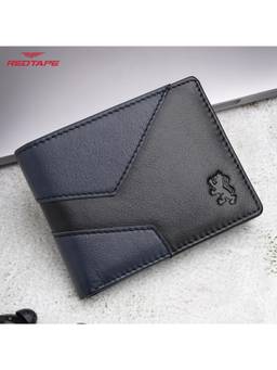 Red Tape - Men Black-Navy Blue Colorblock Genuine Leather Rfid Wallet
