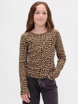GAP - Girls Leopard Printed Full Sleeve Round Neck Top