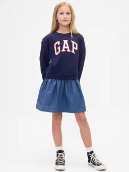 GAP - Girls Typography A-Line Full Sleeve Round Neck Dress