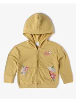 GAP - Girls Floral Embroidered Zip-Front Full Sleeve Hoodie