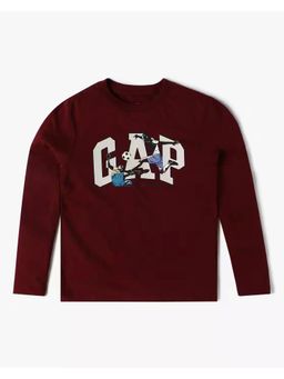 GAP - Girls Logo Printed Relaxed Full Sleeves Crew Neck T-shirt
