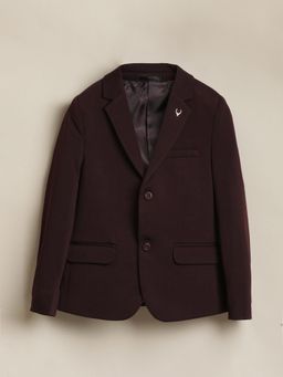 Allen Solly - Boys Maroon Textured Blazer