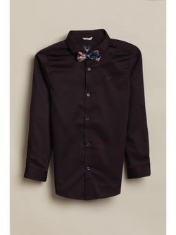 Allen Solly - Boys Purple Solid Party Shirt with Bow