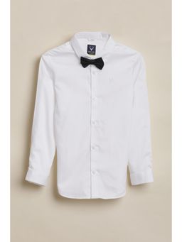 Allen Solly - Boys White Solid Party Shirt with Bow