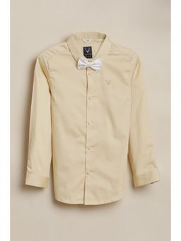 Allen Solly - Boys Yellow Solid Party Shirt with Bow