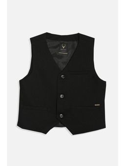 Allen Solly - Boys Black Textured Regular Fit Waistcoat