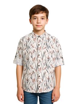 CHARCHIT - Boys Full Sleeves Floral Printed Shirt - Brown
