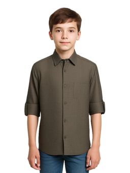 CHARCHIT - Boys Full Sleeves Solid Shirt - Olive