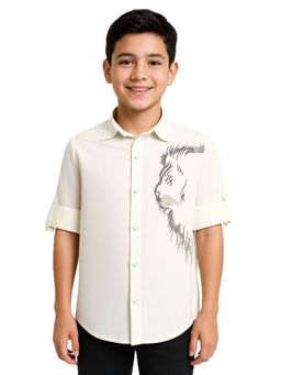 CHARCHIT - Boys Full Sleeves Embellished Shirt - Off White