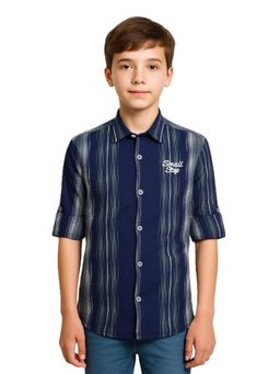 CAVIO - Boys Full Sleeves Striped Shirt - Green