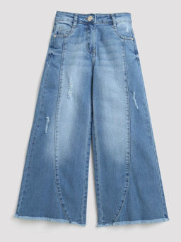 TINY GIRL - Denim Full Length Wide Leg Jeans- Light Blue