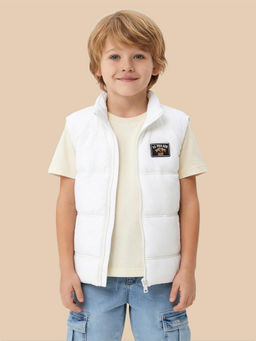 U.S. POLO ASSN. - Kids Boys Solid Regular Fit Puffer Jacket - White